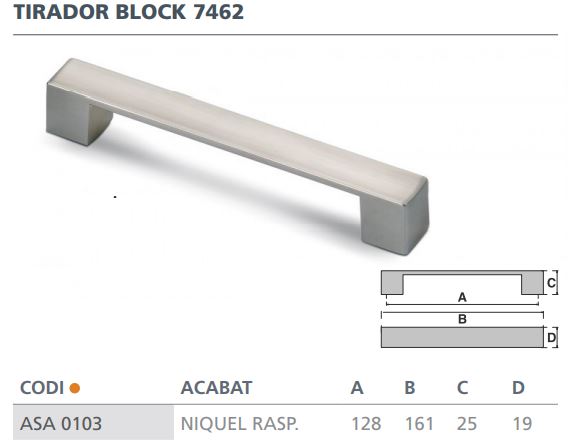 TIRADOR METALICO 128 MM NIQUEL CEPILLADO 7462038 2